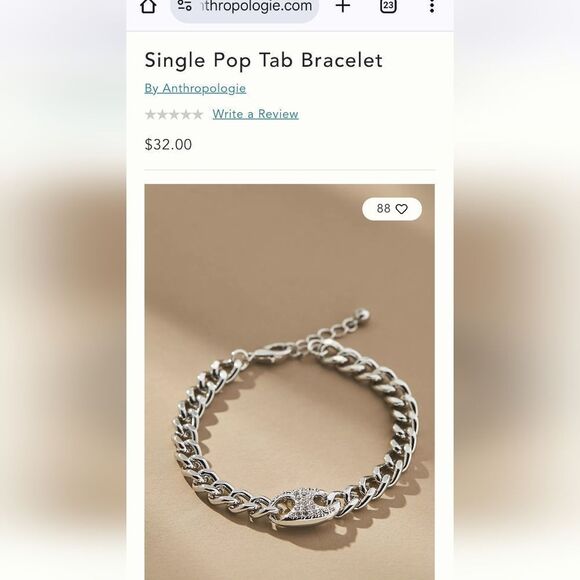 New ANTHRO SINGLE POP TAB BRACELET Stainless Steel bling - Picture 2 of 7